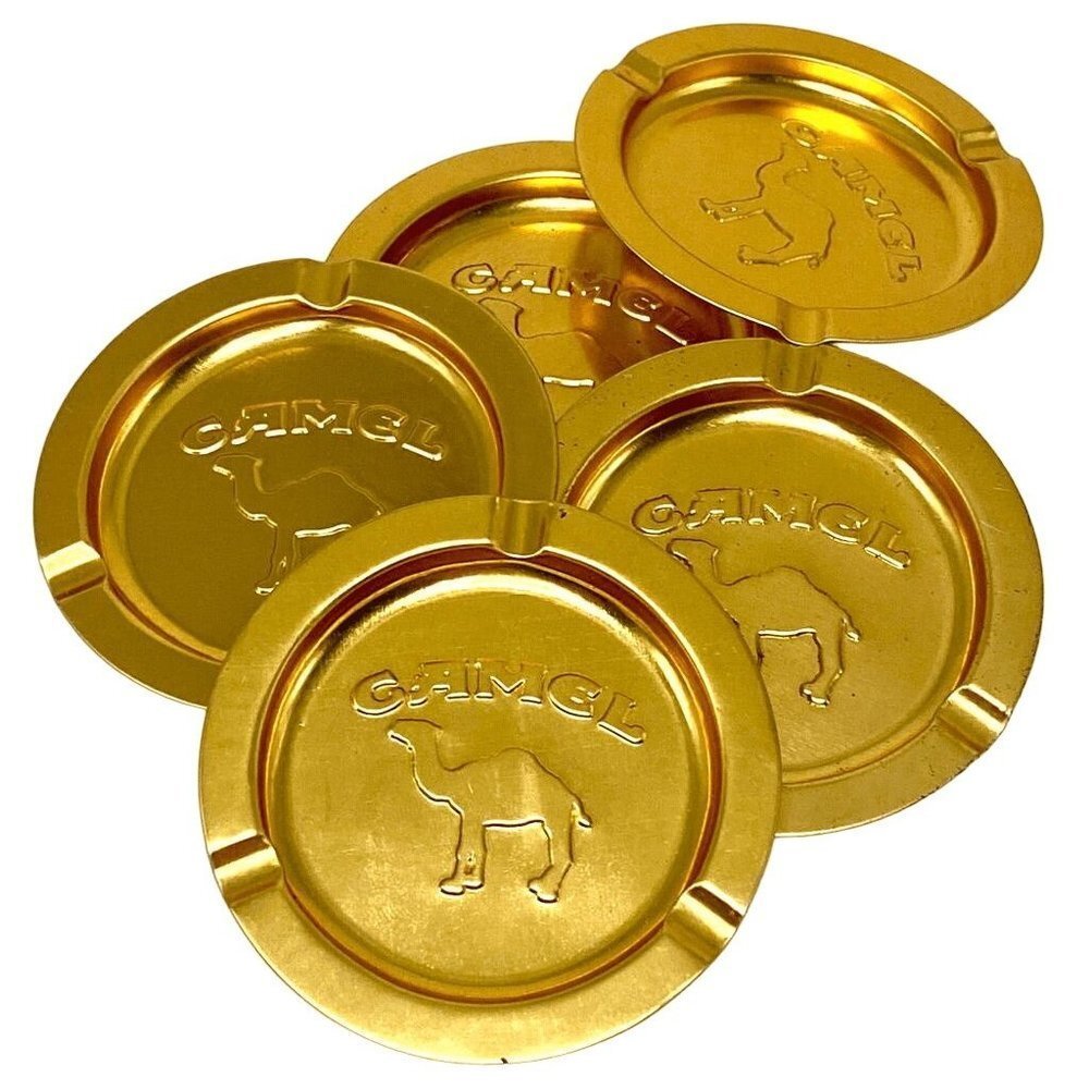 Camel Ash Tray 1990 Set of 5 Metal Vintage Nostalgia Smoking Bar Disposable NEW!